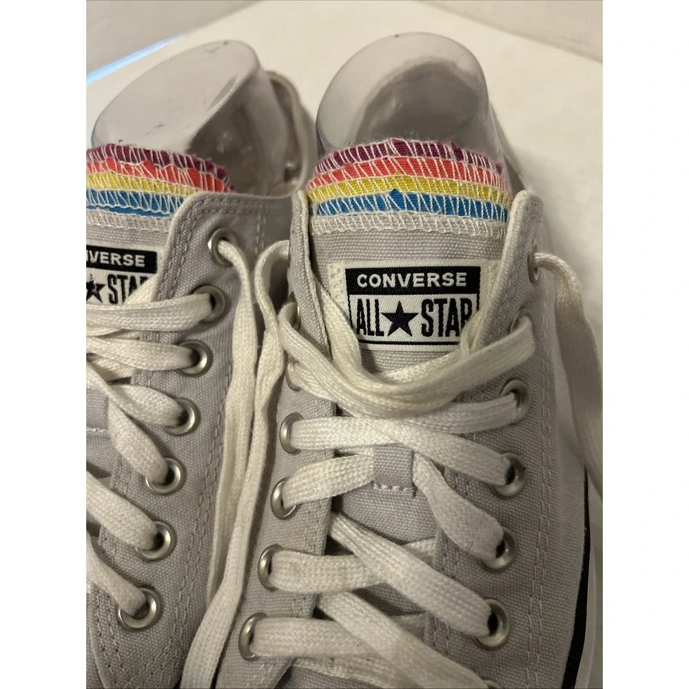 Converse All Star Shoes Womens Size US 11 Multicolored Tongue Low Top Light Gray